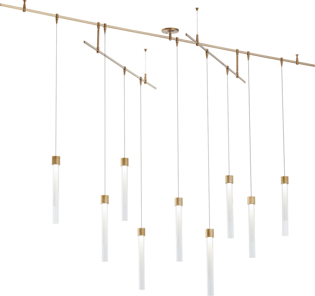 Mini Linger Chandelier 9 Light Natural Brass 3000K 90 CRI integrated led 90 cri 3000k remote