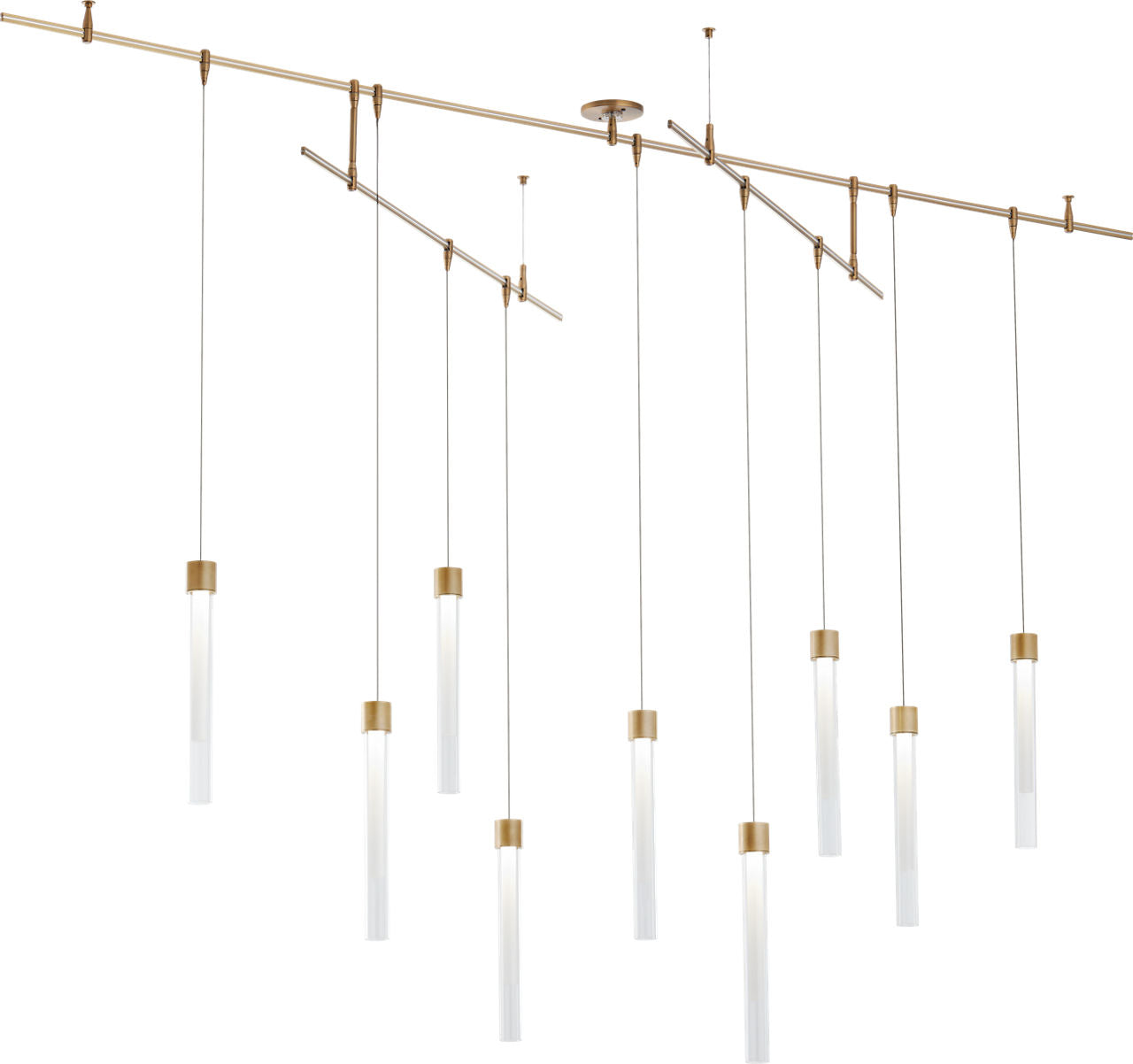 Mini Linger Chandelier 9 Light Natural Brass 3000K 90 CRI integrated led 90 cri 3000k remote