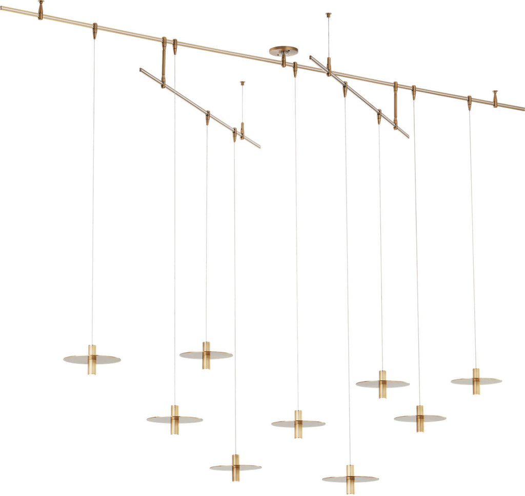 Mini Ponte Chandelier 9 Light Natural Brass 3000K 90 CRI integrated led 90 cri 3000k surface