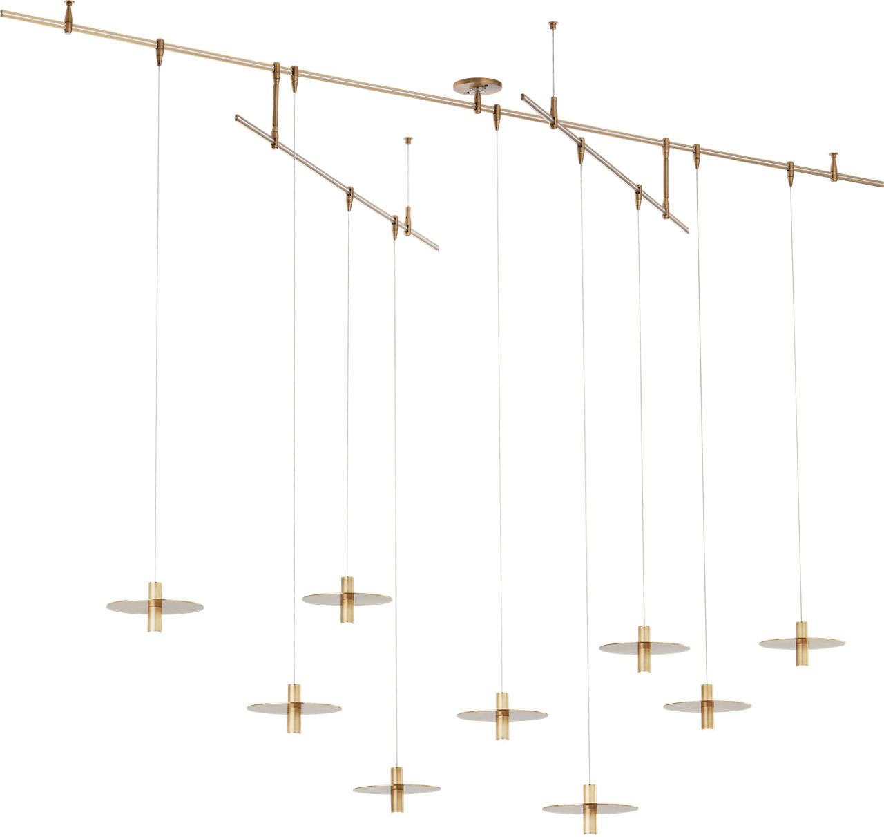 Mini Ponte Chandelier 9 Light Natural Brass 3000K 90 CRI integrated led 90 cri 3000k surface