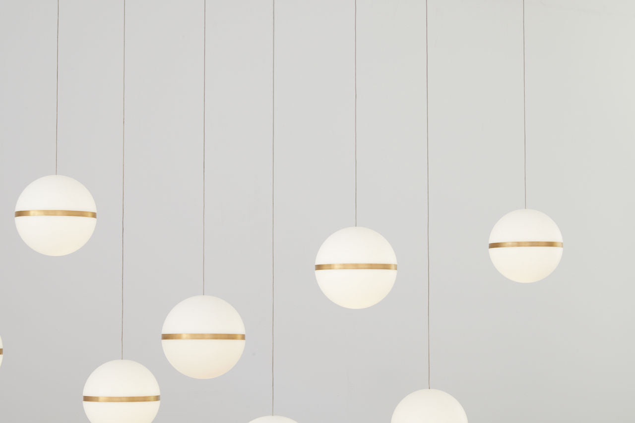 Mini Hanea Chandelier 9 Light Natural Brass LED 3000K 90 CRIbi-pin 12V 90 vri 3000k remote