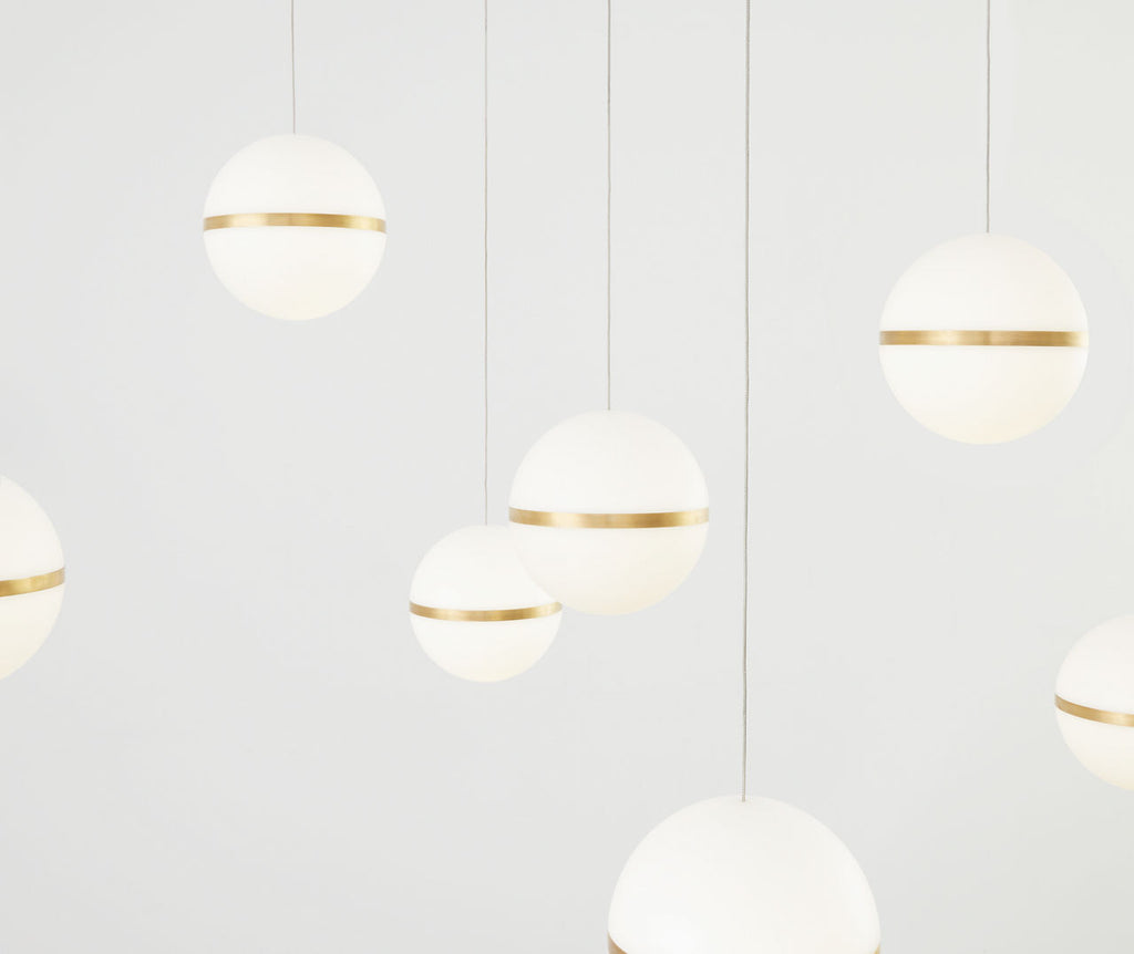 Mini Hanea Chandelier 9 Light Natural Brass LED 3000K 90 CRIbi-pin 12V 90 vri 3000k remote