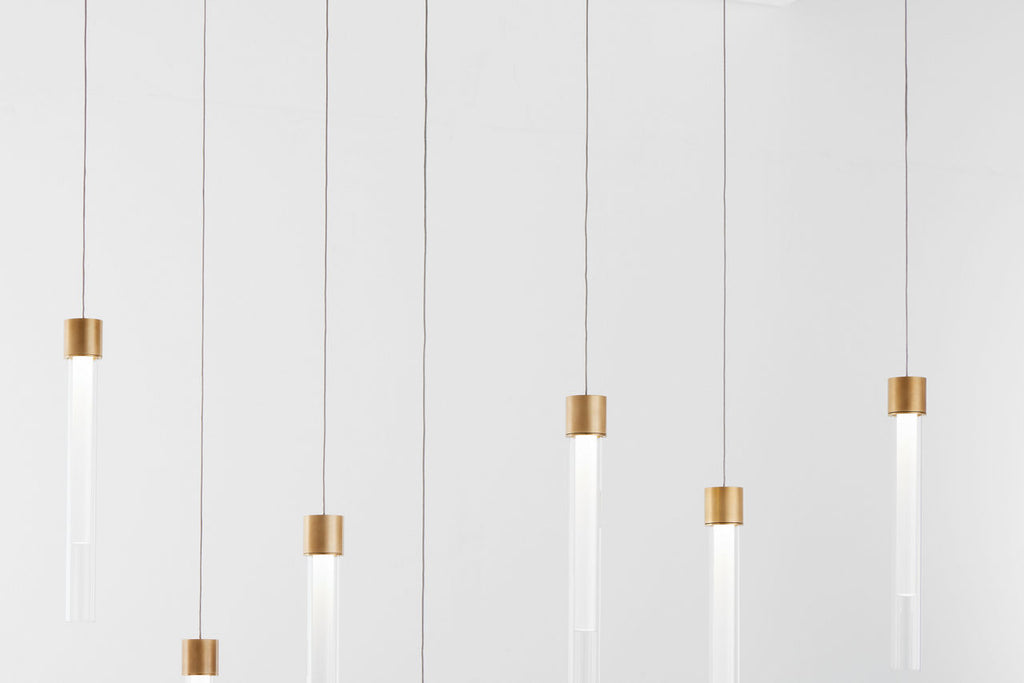 Mini Linger Chandelier 9 Light Natural Brass 3000K 90 CRI integrated led 90 cri 3000k remote