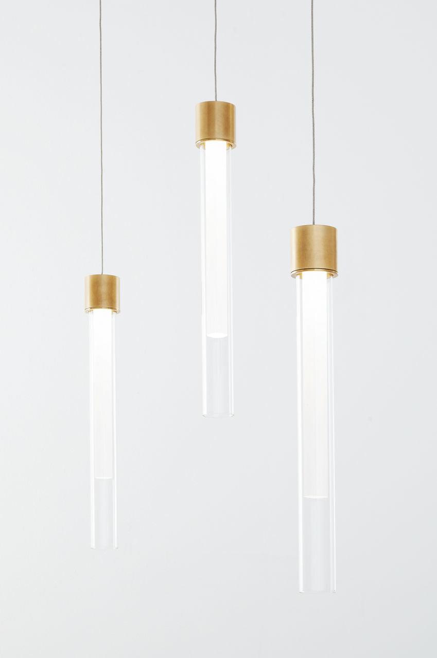 Mini Linger Chandelier 9 Light Natural Brass 3000K 90 CRI integrated led 90 cri 3000k remote