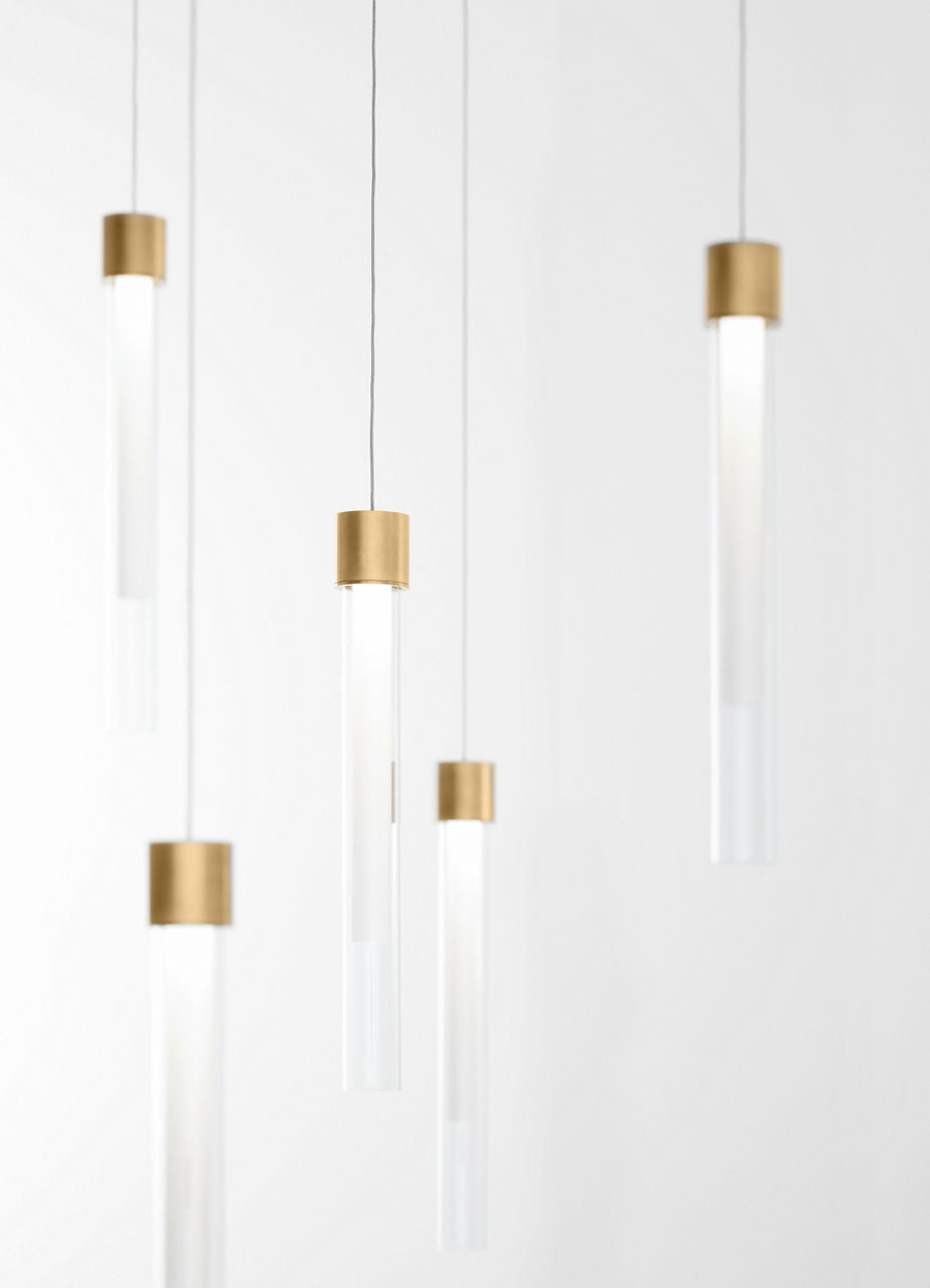 Mini Linger Chandelier 9 Light Natural Brass 3000K 90 CRI integrated led 90 cri 3000k remote