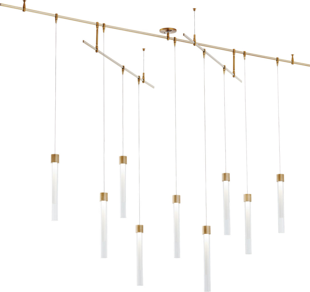 Mini Linger Chandelier 9 Light Natural Brass 3000K 90 CRI integrated led 90 cri 3000k remote
