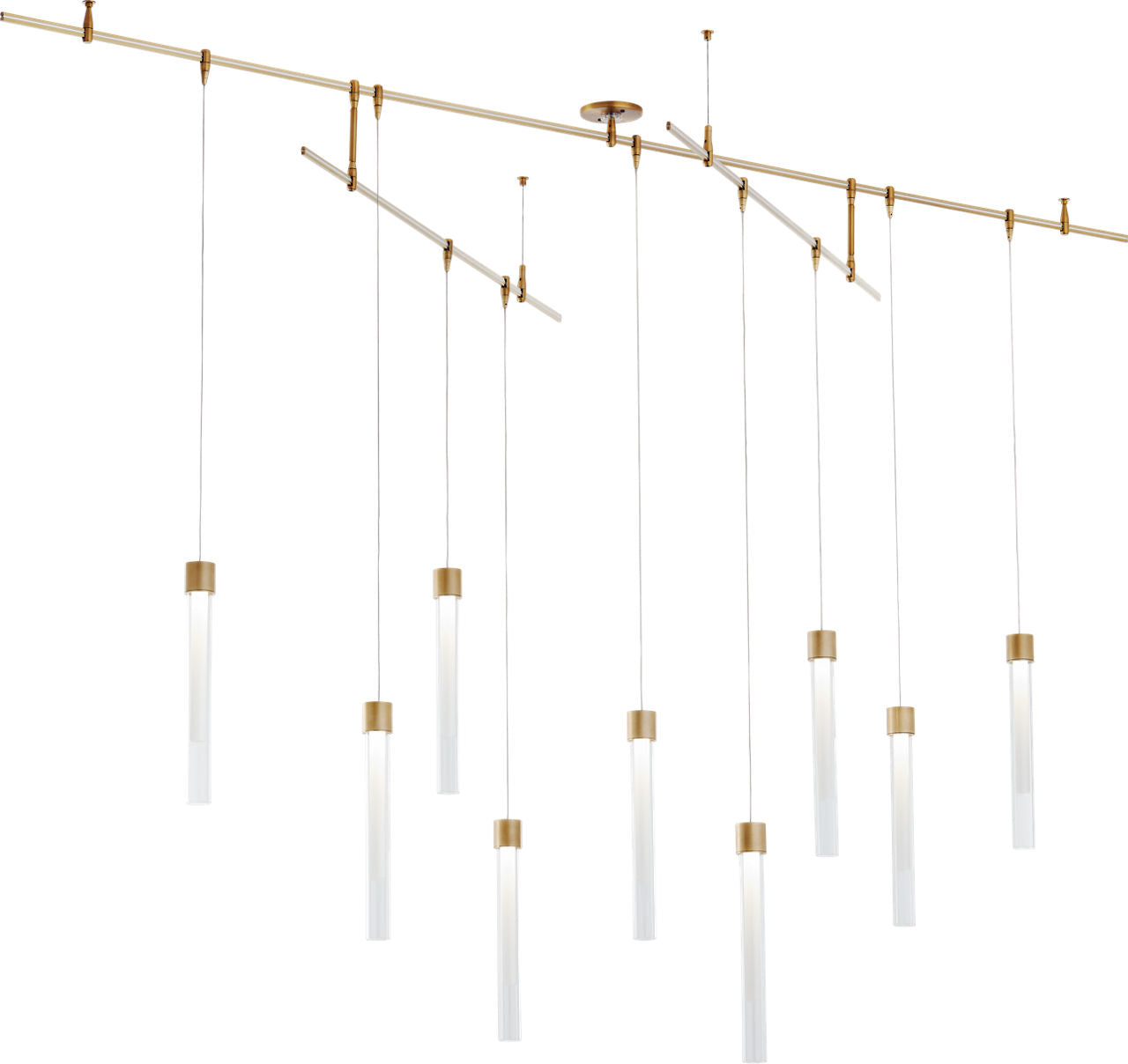 Mini Linger Chandelier 9 Light Natural Brass 3000K 90 CRI integrated led 90 cri 3000k remote
