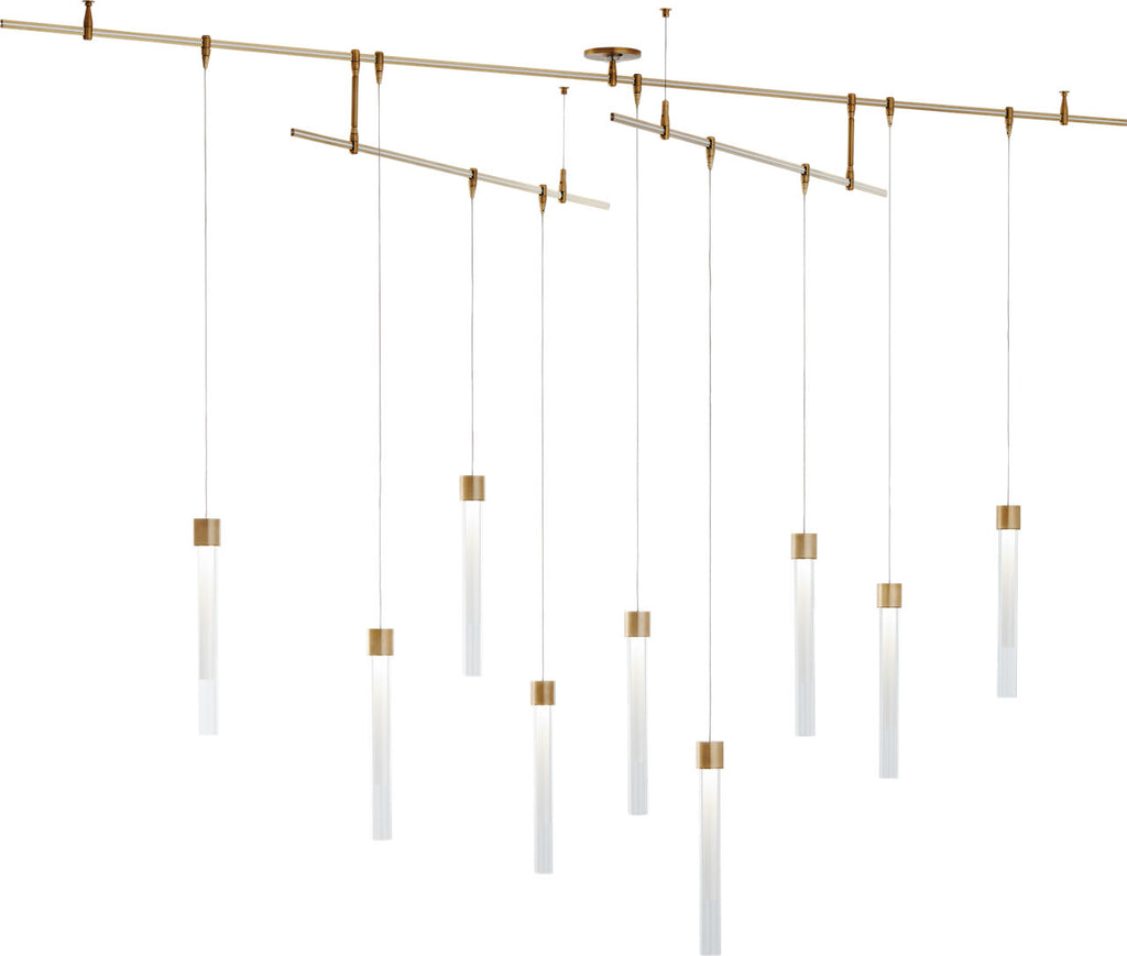 Mini Linger Chandelier 9 Light Natural Brass 3000K 90 CRI integrated led 90 cri 3000k remote