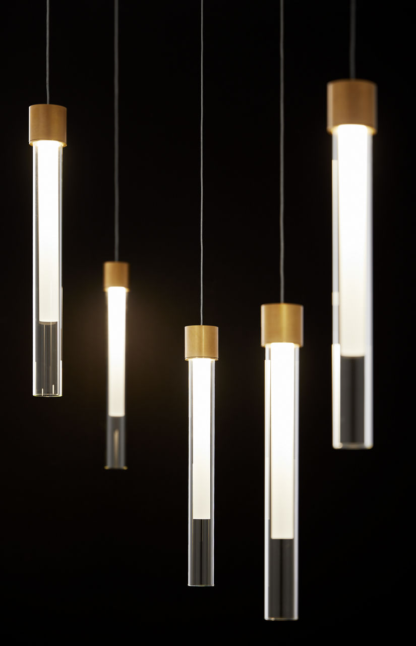 Mini Linger Chandelier 9 Light Natural Brass 3000K 90 CRI integrated led 90 cri 3000k remote