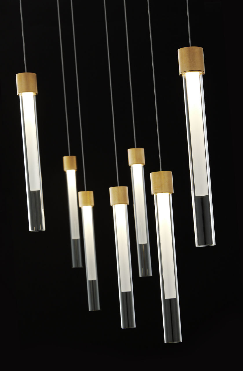 Mini Linger Chandelier 9 Light Natural Brass 3000K 90 CRI integrated led 90 cri 3000k remote