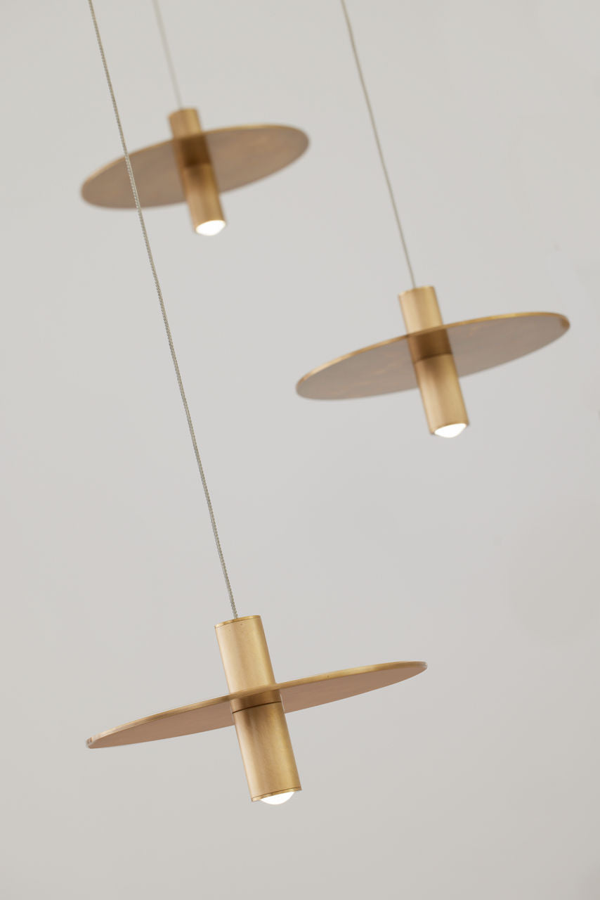 Mini Ponte Chandelier 9 Light Natural Brass 3000K 90 CRI integrated led 90 cri 3000k surface