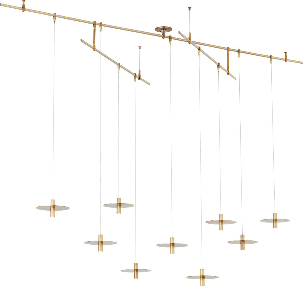 Mini Ponte Chandelier 9 Light Natural Brass 3000K 90 CRI integrated led 90 cri 3000k surface