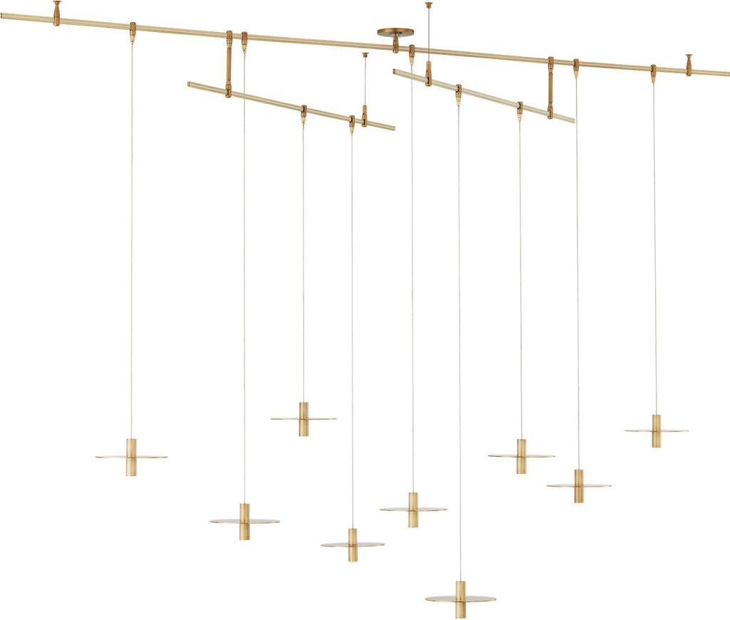 Mini Ponte Chandelier 9 Light Natural Brass 3000K 90 CRI integrated led 90 cri 3000k surface