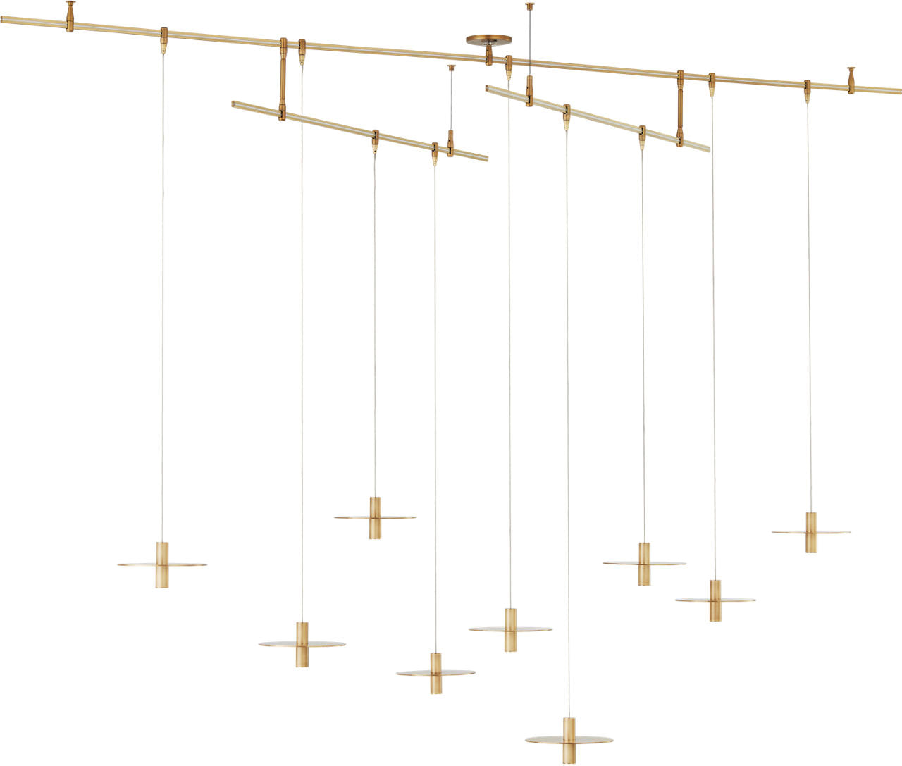 Mini Ponte Chandelier 9 Light Natural Brass 3000K 90 CRI integrated led 90 cri 3000k surface