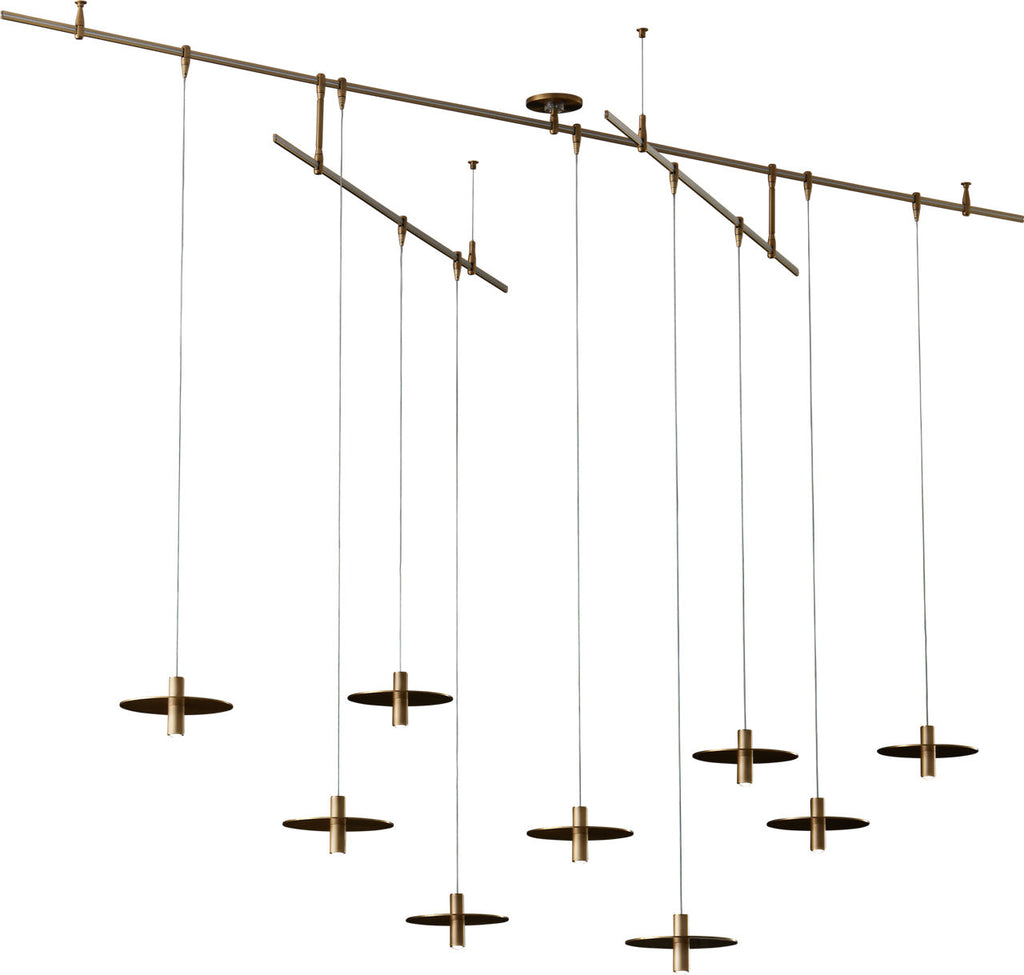 Mini Ponte Chandelier 9 Light Natural Brass 3000K 90 CRI integrated led 90 cri 3000k surface