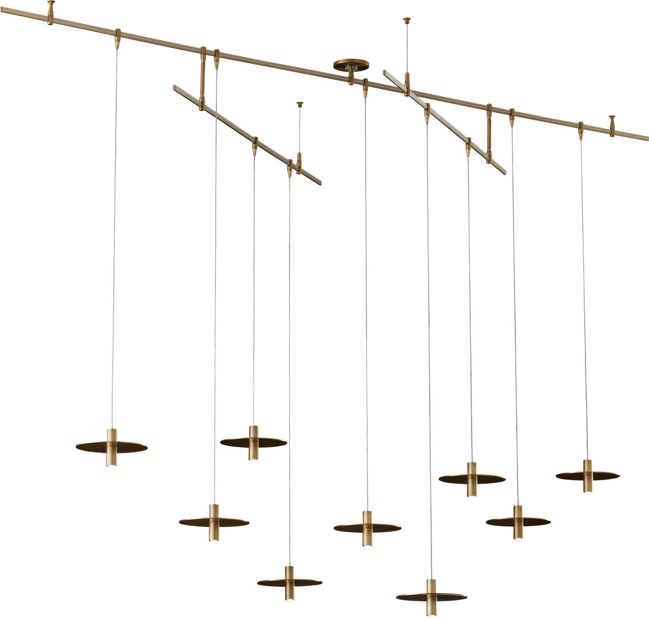 Mini Ponte Chandelier 9 Light Natural Brass 3000K 90 CRI integrated led 90 cri 3000k surface