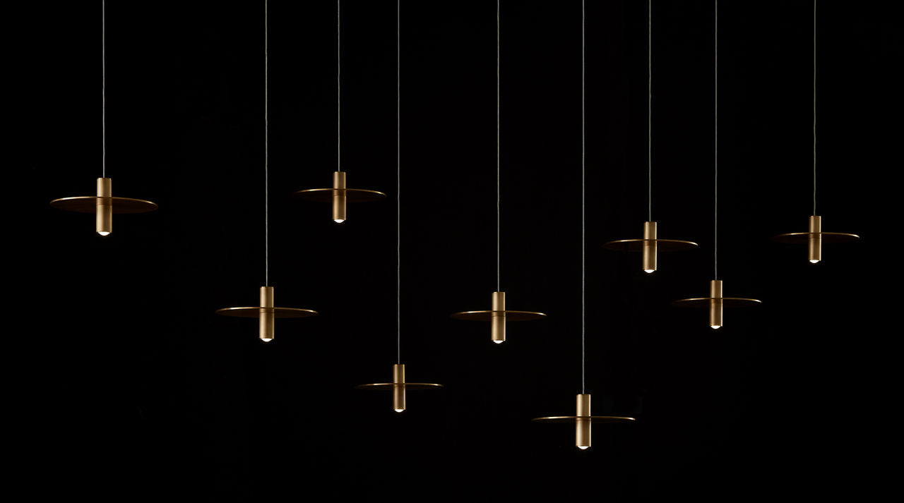 Mini Ponte Chandelier 9 Light Natural Brass 3000K 90 CRI integrated led 90 cri 3000k surface
