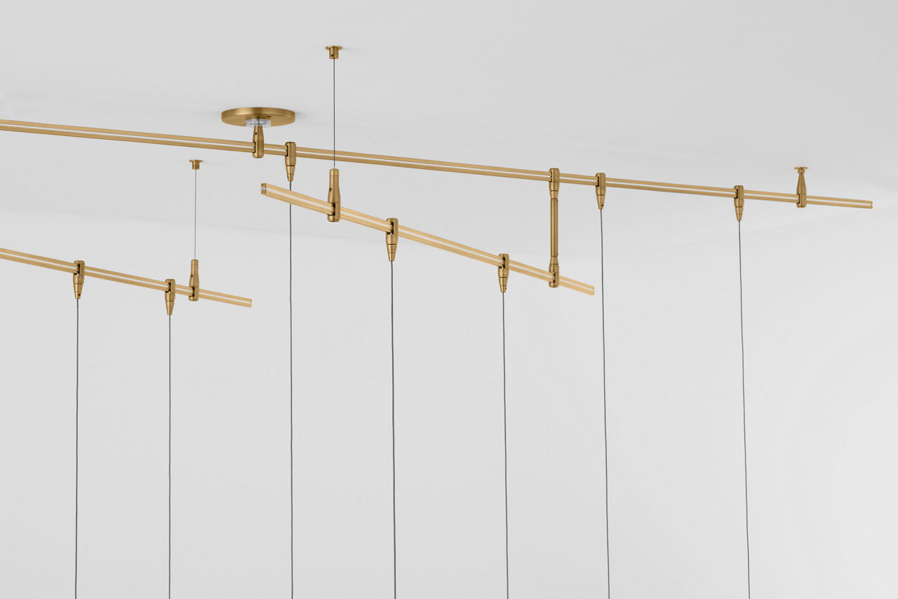 Mini Hanea Chandelier 9 Light Natural Brass LED 3000K 90 CRIbi-pin 12V 90 vri 3000k surface