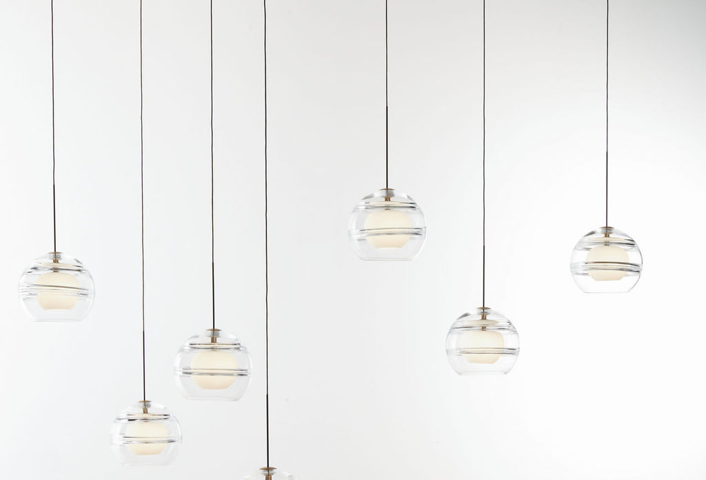Sedona Pendant Chandelier 9 Light Clear Aged Brass LED 90 CRI 3000K 12V Remote