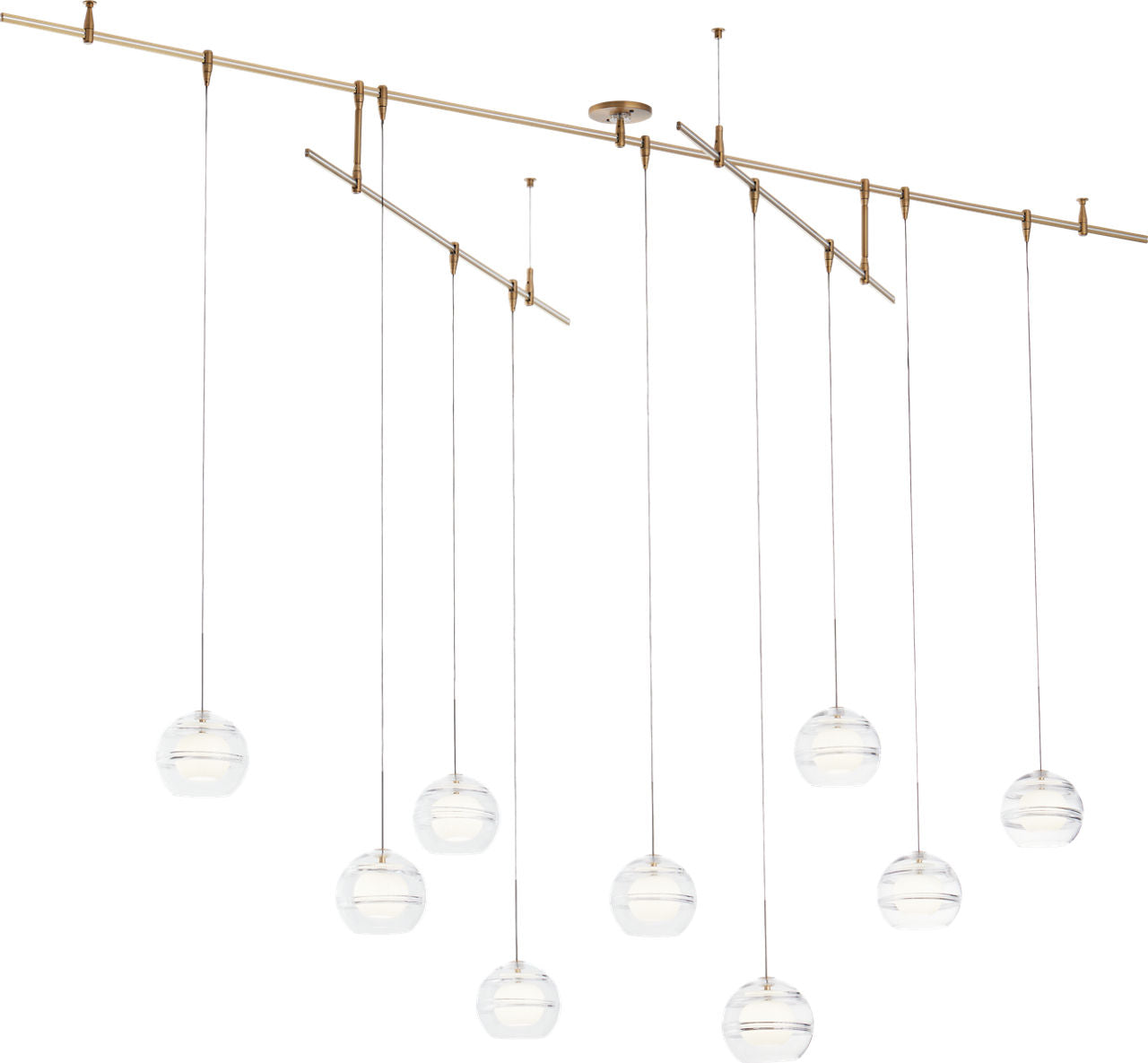 Sedona Pendant Chandelier 9 Light Clear Aged Brass LED 90 CRI 3000K 12V Remote
