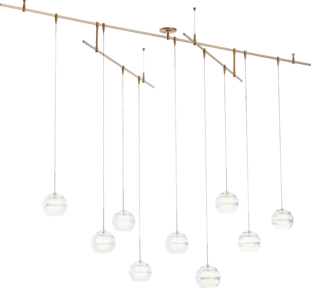 Sedona Pendant Chandelier 9 Light Clear Aged Brass LED 3000K 90 CRI 12Vsurface