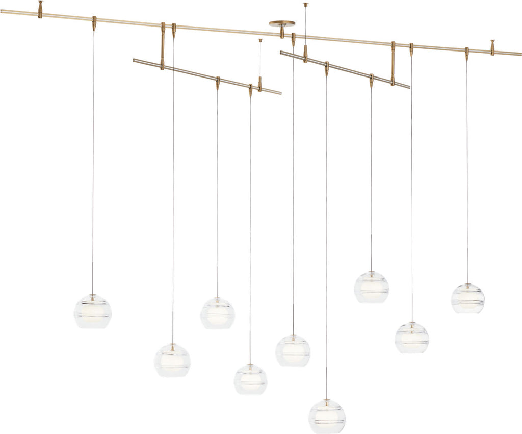 Sedona Pendant Chandelier 9 Light Clear Aged Brass LED 90 CRI 3000K 12V Remote
