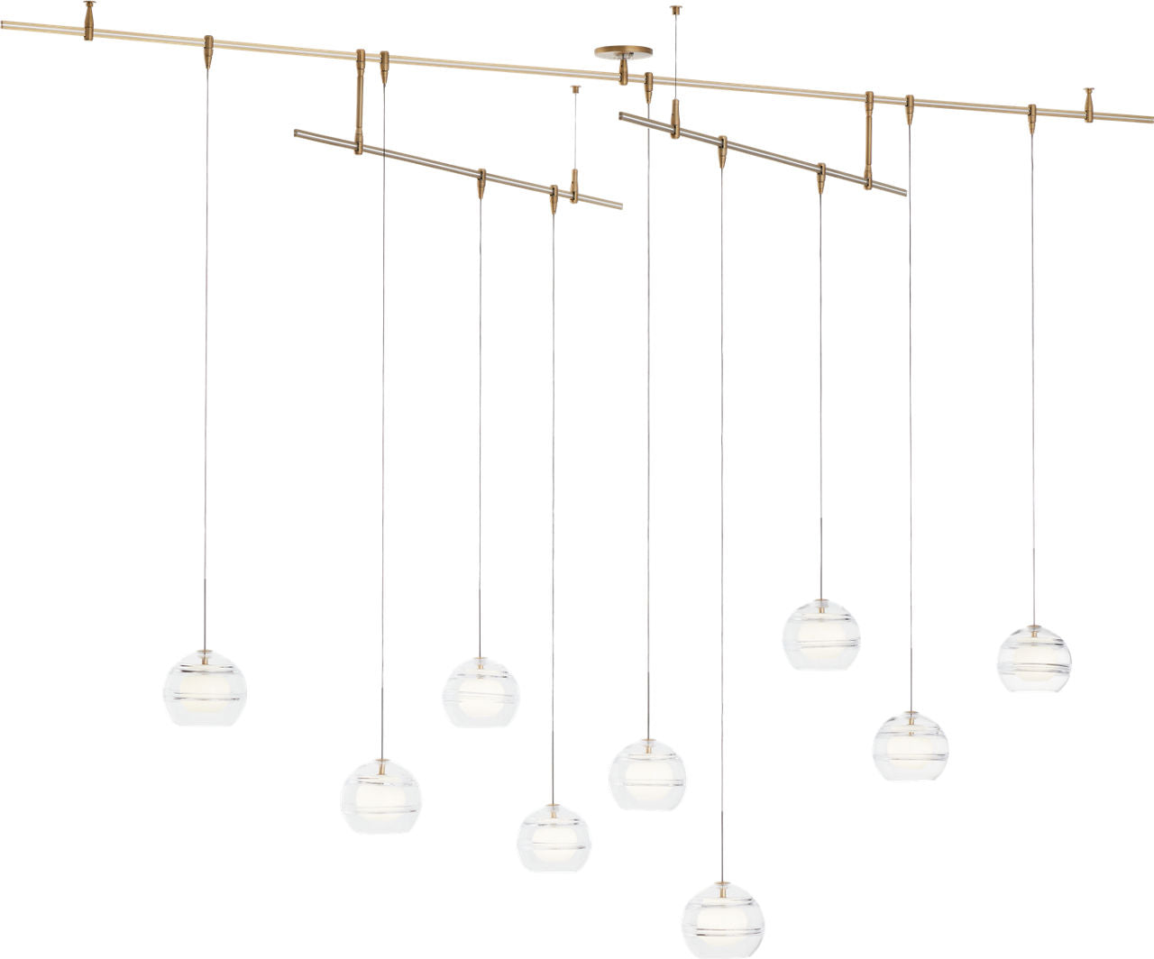 Sedona Pendant Chandelier 9 Light Clear Aged Brass LED 90 CRI 3000K 12V Remote