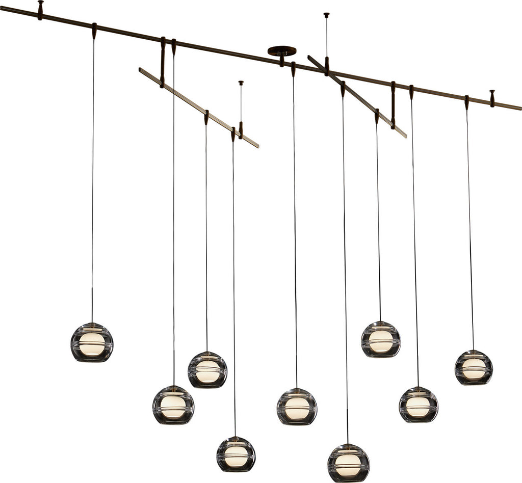 Sedona Pendant Chandelier 9 Light Clear Aged Brass LED 3000K 90 CRI 12Vsurface