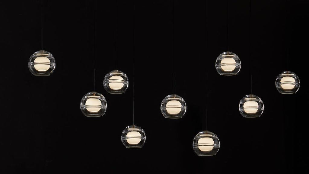 Sedona Pendant Chandelier 9 Light Clear Aged Brass LED 90 CRI 3000K 12V Remote
