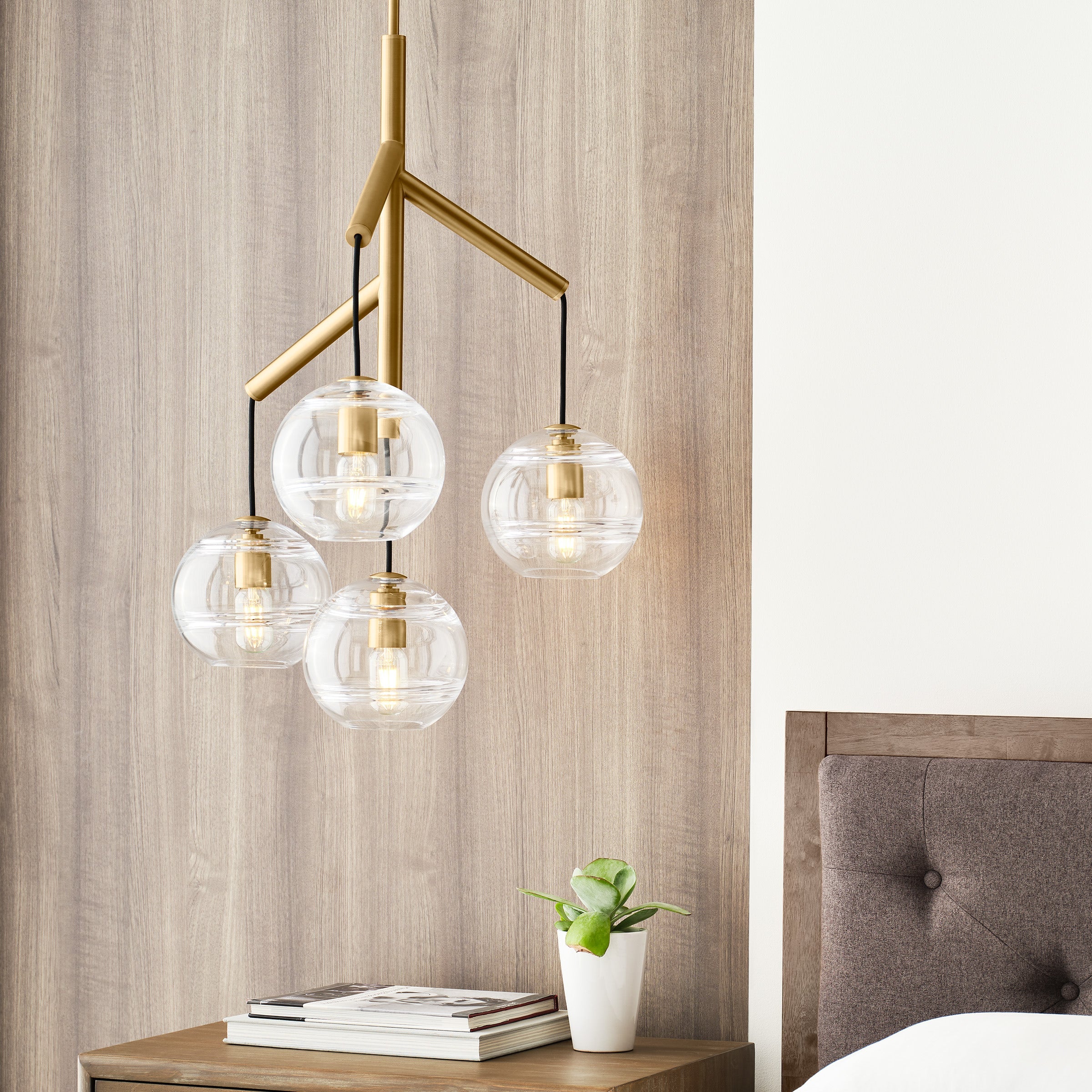 Sedona Single Chandelier Single Clear Aged Brass 2700K 90 CRI t14 led 90 cri 2700k 120v