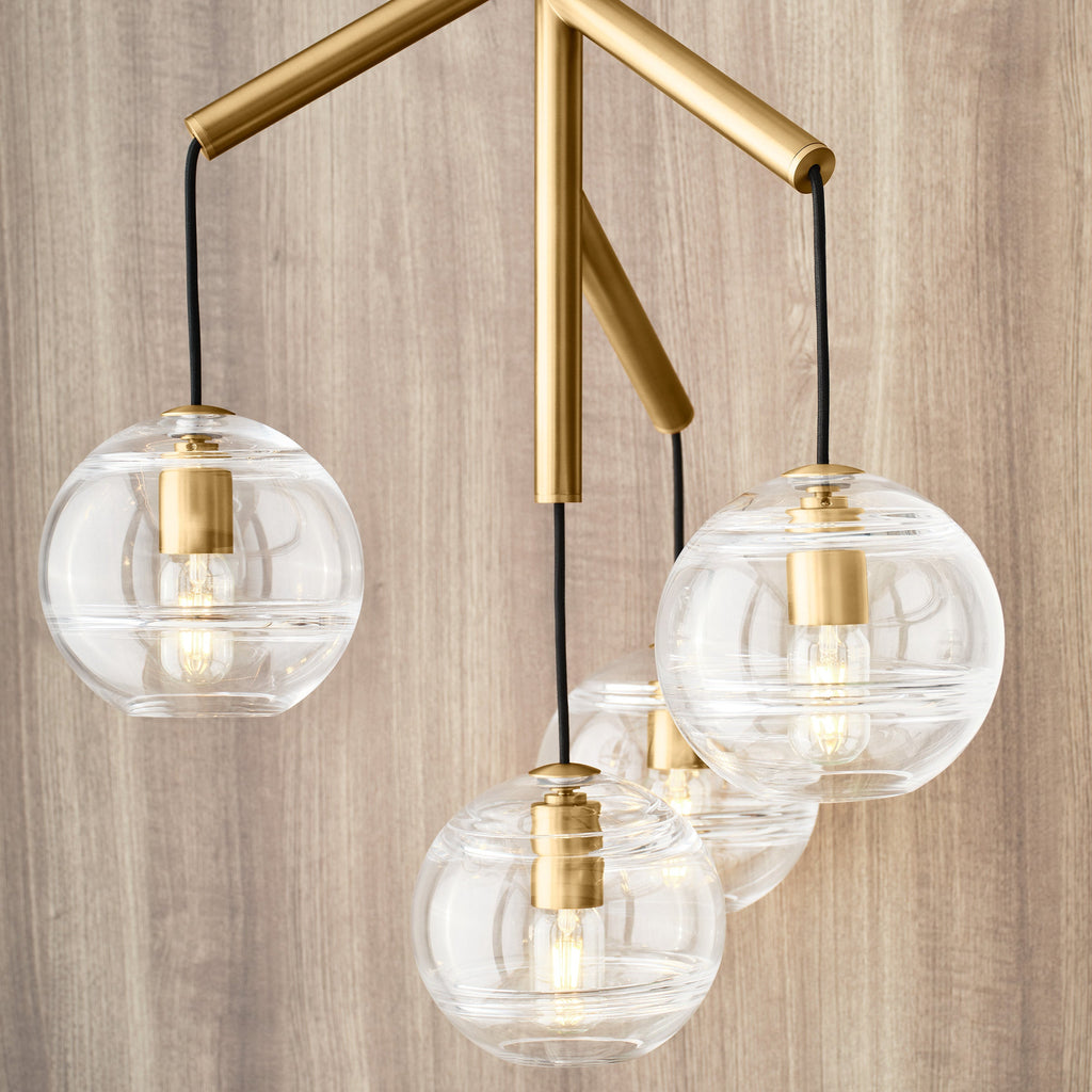 Sedona Single Chandelier Single Clear Aged Brass 2700K 90 CRI t14 led 90 cri 2700k 120v
