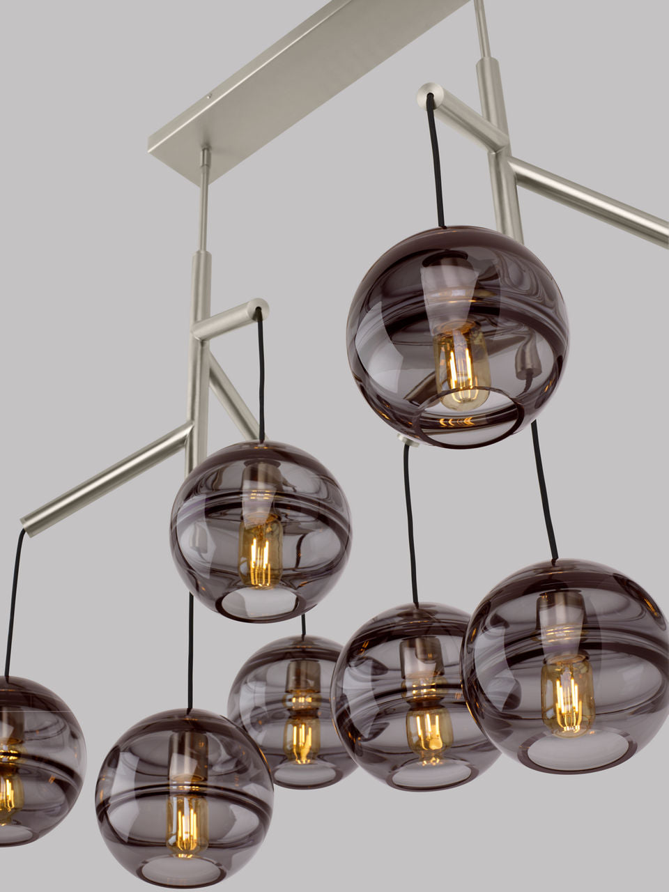 Sedona Double Chandelier Double Transparent Smoke Aged Brass 2700K 90 CRI t14 led 90 cri 2700k 120v