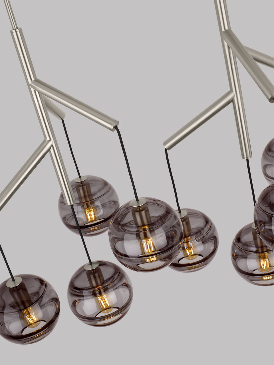 Sedona Double Chandelier Double Transparent Smoke Aged Brass 2700K 90 CRI t14 led 90 cri 2700k 120v