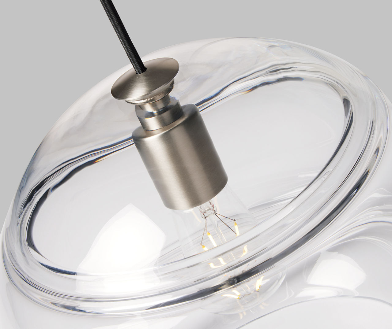 Sedona Large Pendant | Clear Satin Nickel Bulb Not Included