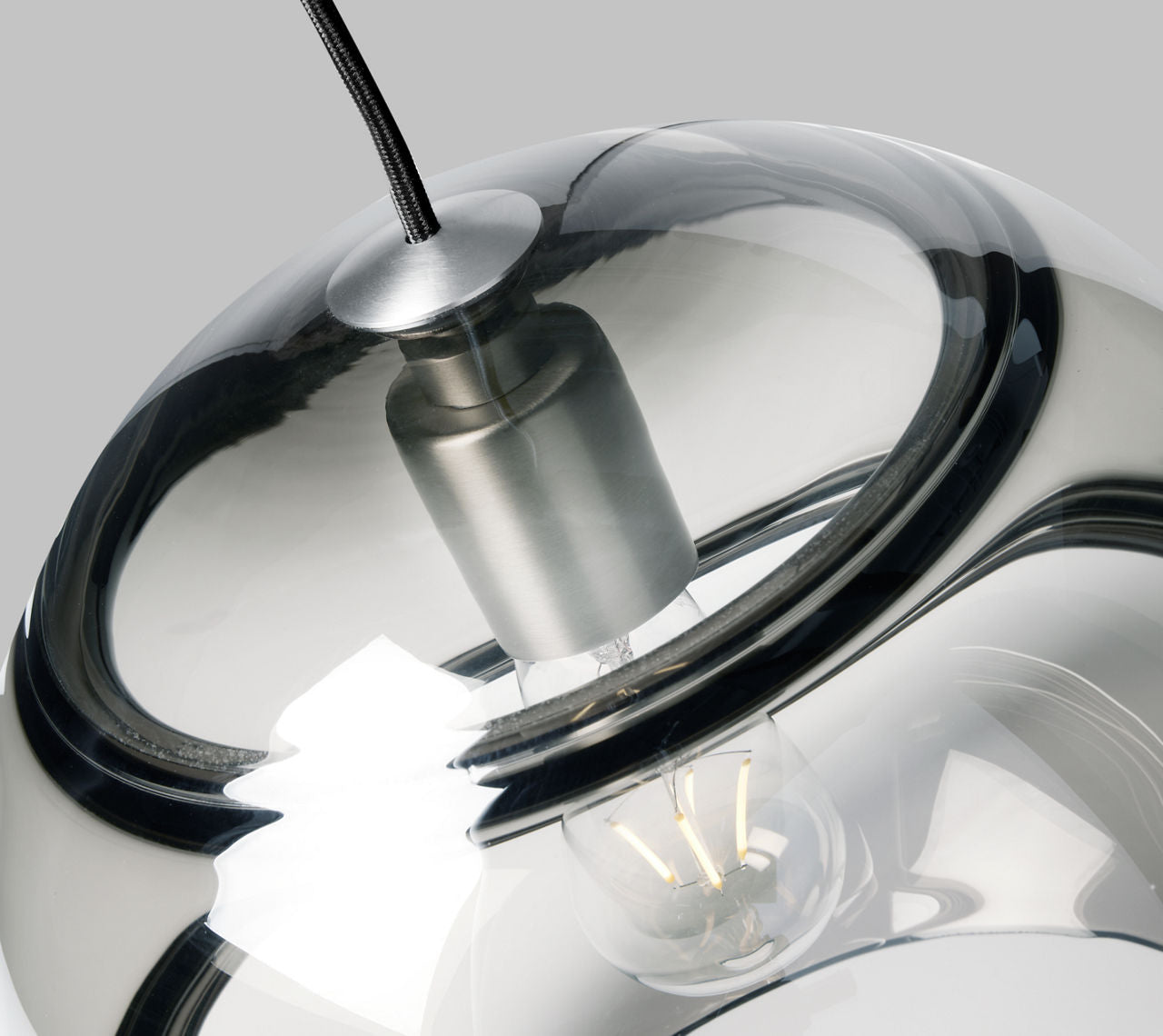Sedona Large Pendant Transparent Smoke Satin Nickel Bulb Not Included
