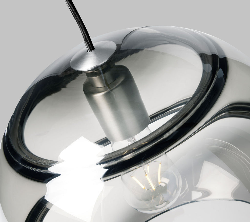 Sedona Large Pendant Transparent Smoke Satin Nickel 2700K 90 CRI led med base t14 90 cri 2700k 120v