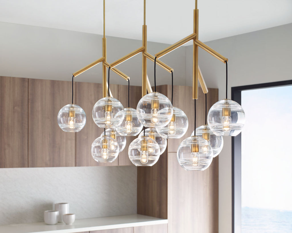 Sedona Triple Chandelier Triple Clear Aged Brass 2700K 90 CRI t14 led 90 cri 2700k 120v (t20/t24)