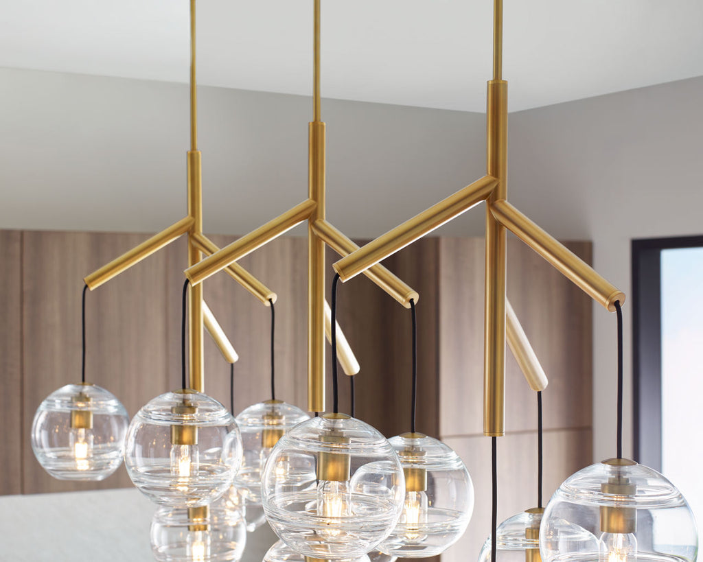 Sedona Triple Chandelier Triple Clear Aged Brass 2700K 90 CRI t14 led 90 cri 2700k 120v (t20/t24)
