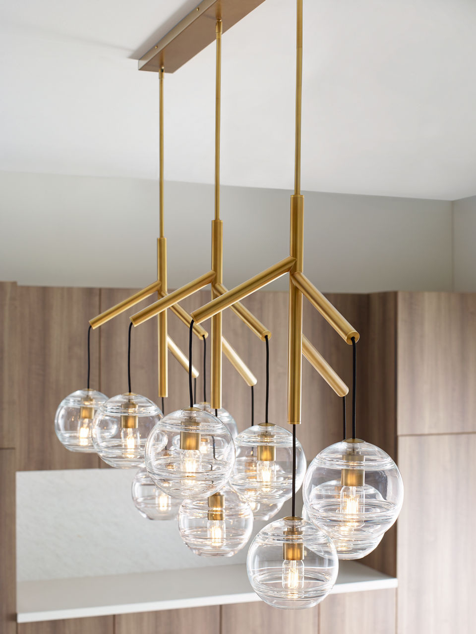 Sedona Triple Chandelier Triple Clear Aged Brass 2700K 90 CRI t14 led 90 cri 2700k 120v (t20/t24)