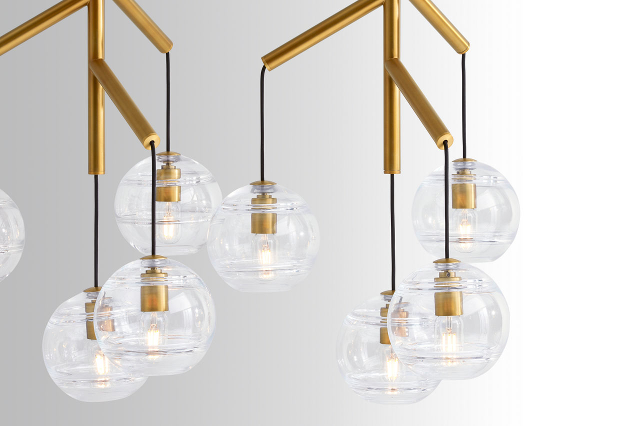 Sedona Triple Chandelier Triple Clear Aged Brass 2700K 90 CRI t14 led 90 cri 2700k 120v (t20/t24)