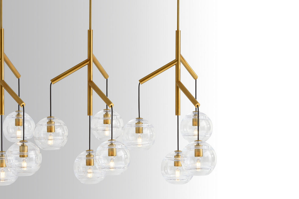 Sedona Triple Chandelier Triple Clear Aged Brass 2700K 90 CRI t14 led 90 cri 2700k 120v (t20/t24)