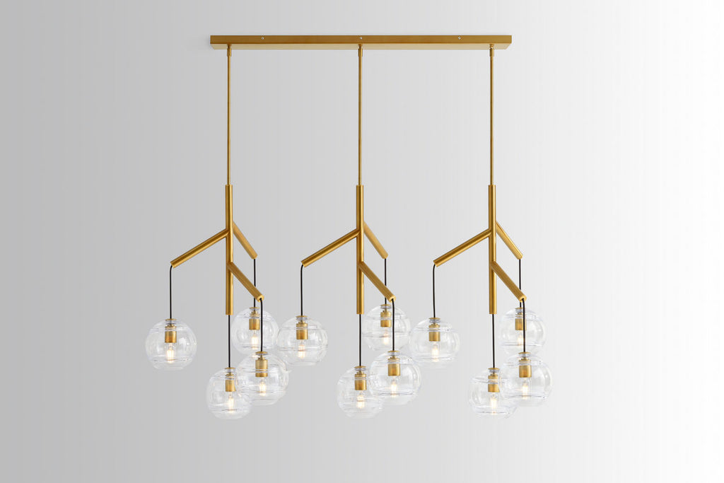 Sedona Triple Chandelier Triple Clear Aged Brass 2700K 90 CRI t14 led 90 cri 2700k 120v (t20/t24)