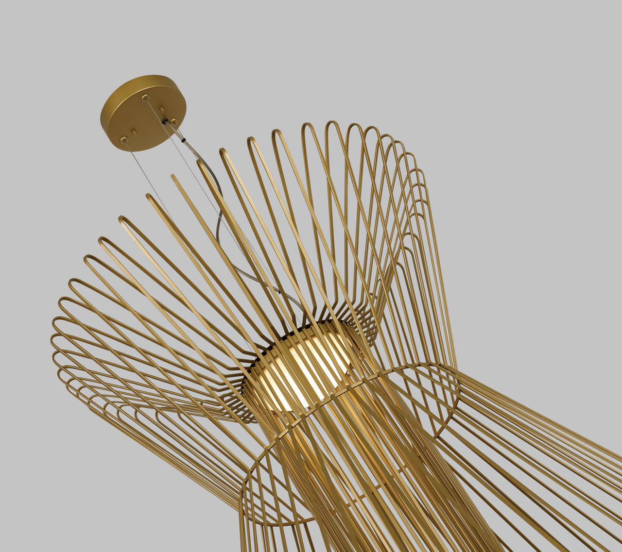 Syrma Grande Suspension Satin Gold 3500K 90 CRI integrated led 90 cri 3500k 120v-277v unv