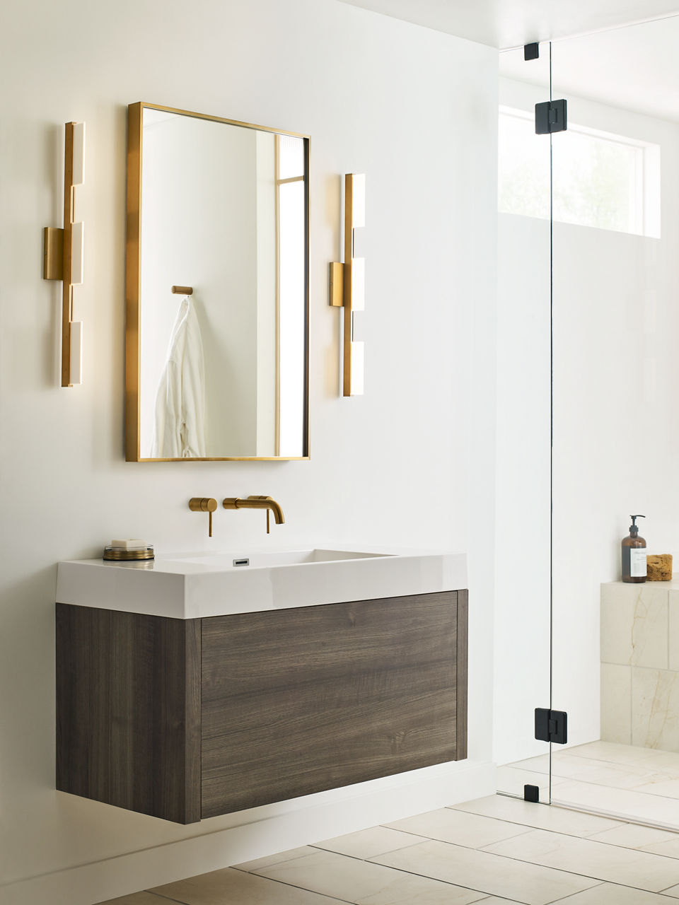 Tris 3-Light Bath 3 Light Aged Brass 3000K 90 CRI integrated led 90 cri 3000k 120v