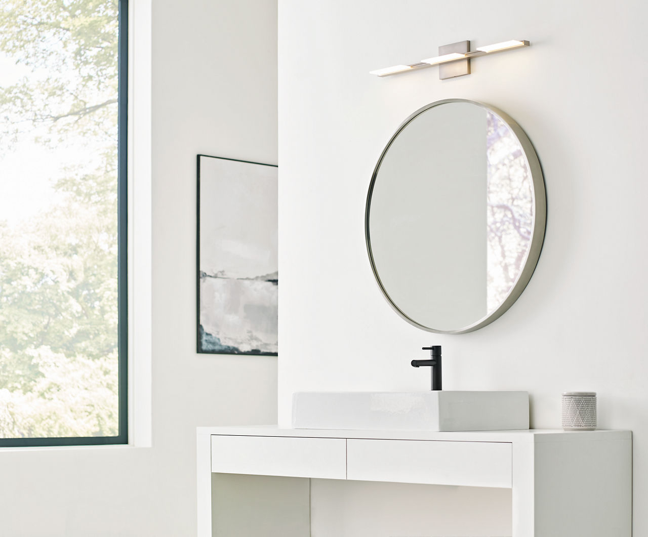 Tris 3-Light Bath 3 Light Satin Nickel 3000K 90 CRI integrated led 90 cri 3000k 120v