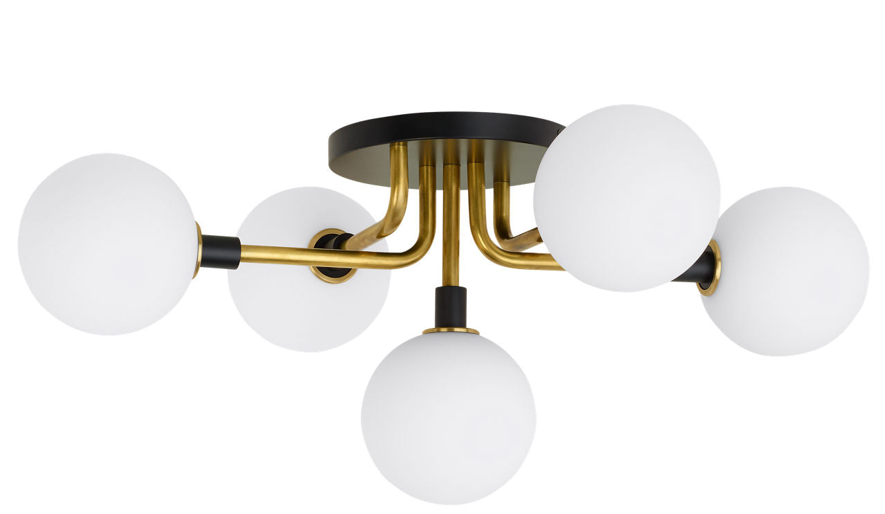 Viaggio Flush Mount Opal/Brass Bulb Not Included