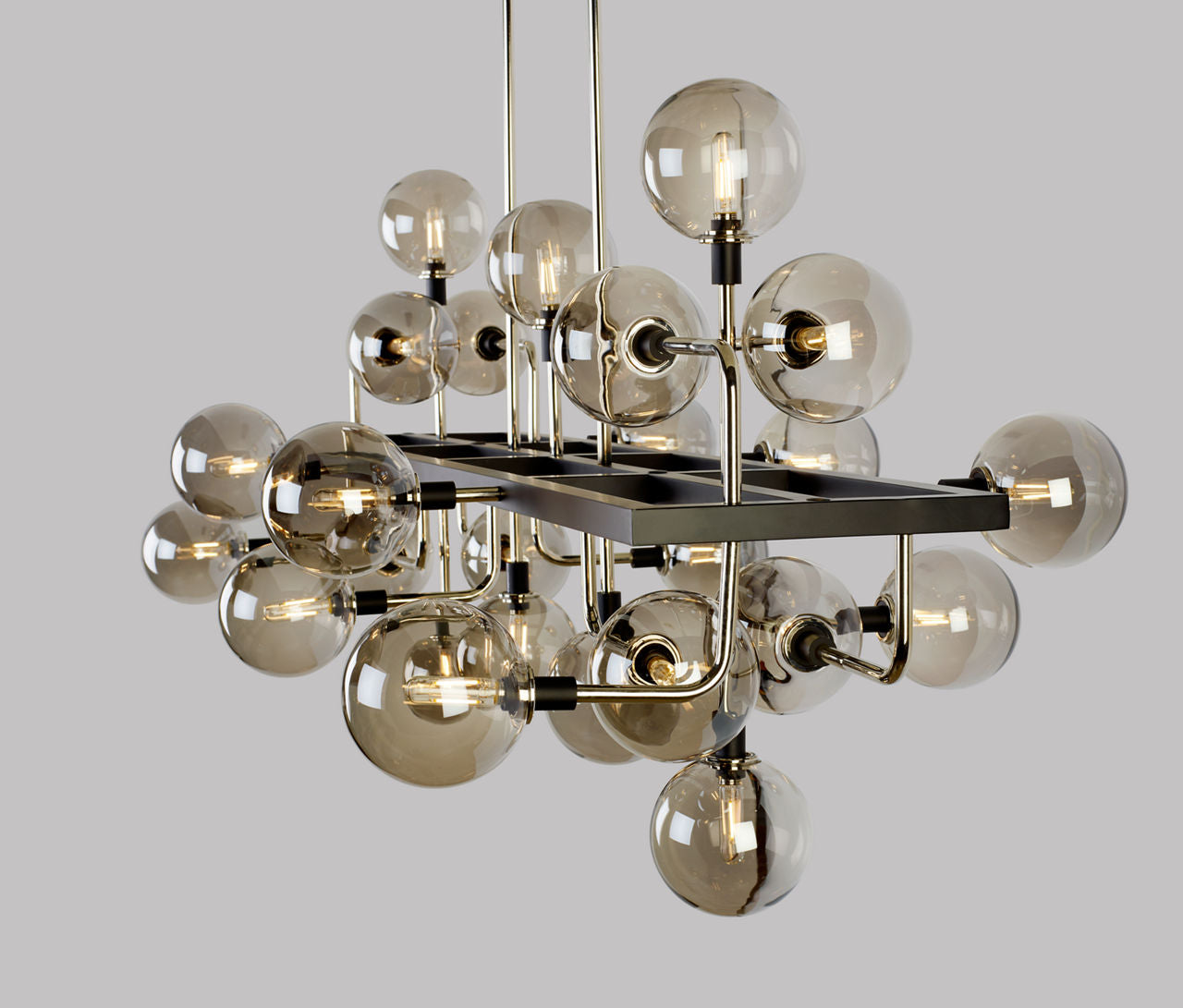 Viaggio Linear Chandelier | Smoke/Polished Nickel Bulb Not Included