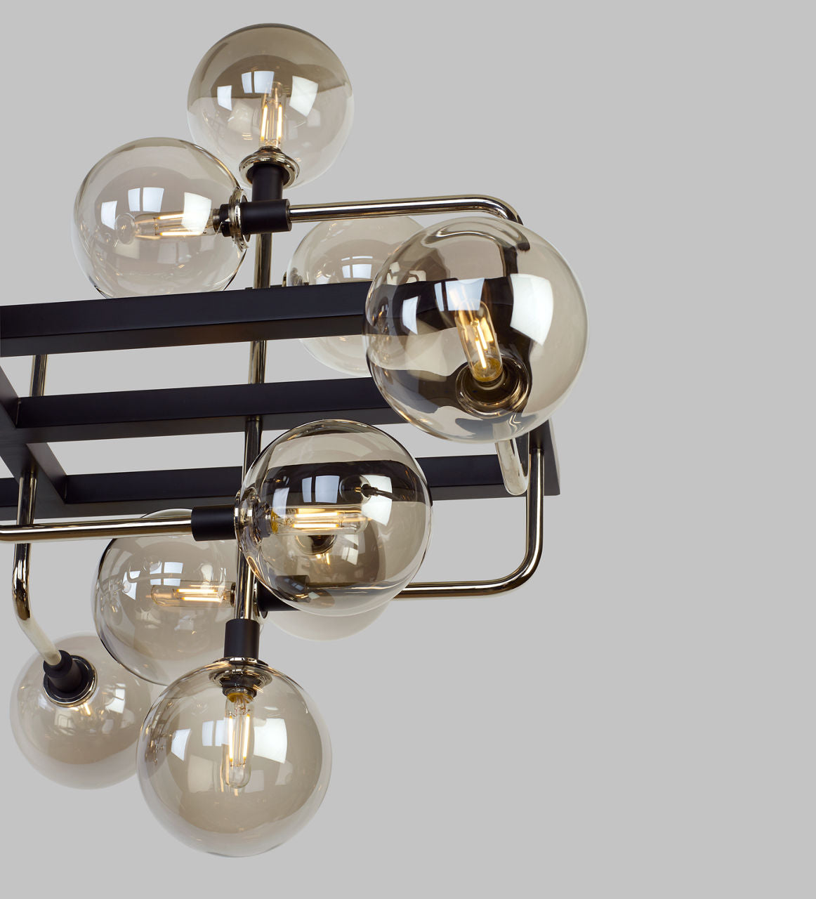 Viaggio Linear Chandelier | Smoke/Polished Nickel Bulb Not Included