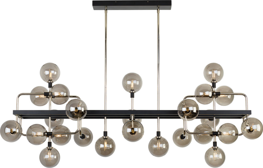 Viaggio Linear Chandelier | Smoke/Polished Nickel Bulb Not Included