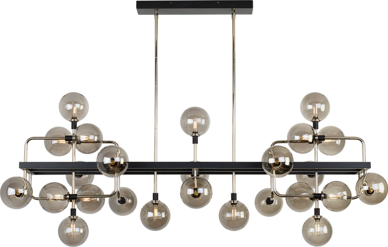 Viaggio Linear Chandelier | Smoke/Polished Nickel Bulb Not Included